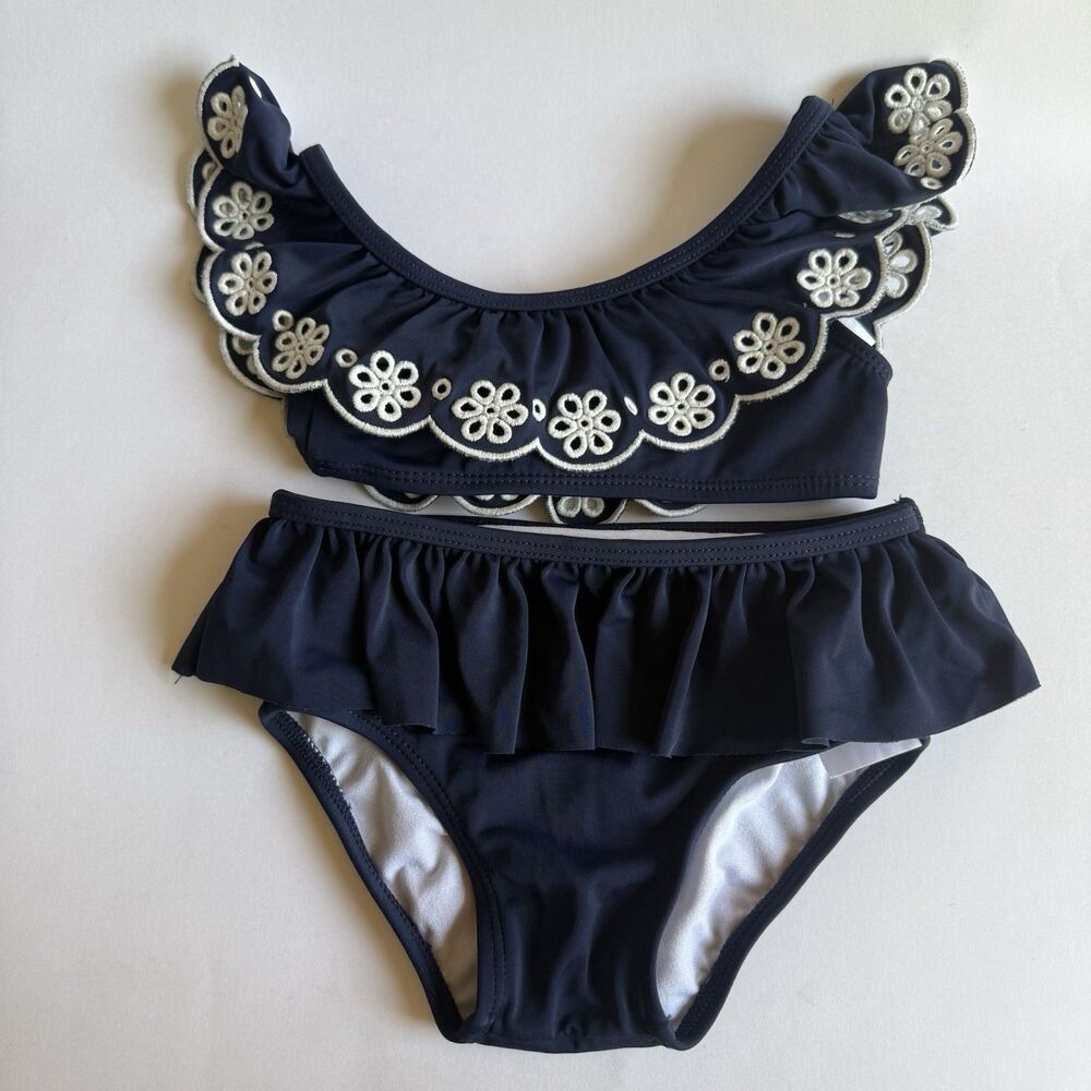 JANIE & JACK Floral&sold Dark toddler girl Swimsuit 18 to 24 MO-2 pcs